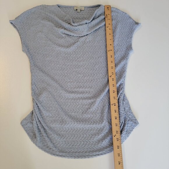 Chenault Blouse Rusched Drape Neck Whimsigoth Fairycore Top Women's M Sky Blue - Picture 5 of 8
